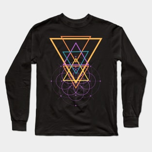 Flower of Life - Star of David - Sacred Geometry - Festival - Psychedelic Artwork - Spiritual Long Sleeve T-Shirt